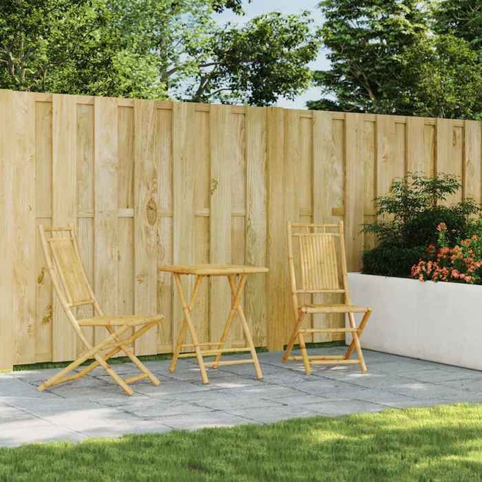 HOT SALE* Ensemble de bistro - 3 pcs - SHIELD - Table de jardin et 2 Fauteuils - bambou 9706718