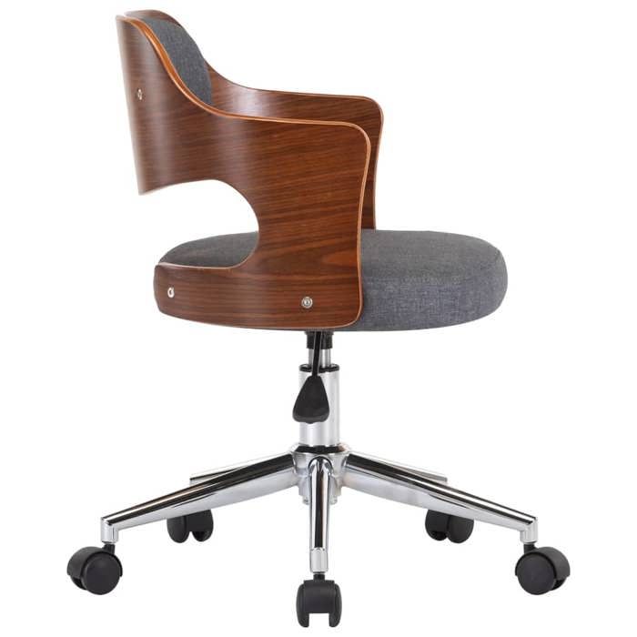 Fauteuil Ergonomique - Gris - Chaise bureau pivotante - 1 PLACE - Gris Bois courbé et tissu 47.5x53x(68-76) cm F98