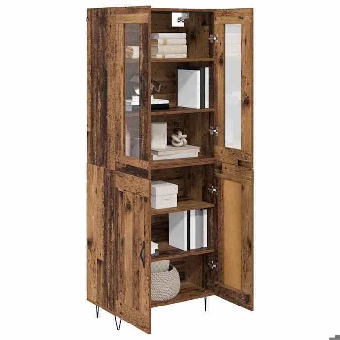 Vaisselier de cuisine - Marron - Haut Armoire - SWEETY - avec rangement - Bois ancien - 69 5x34x90cm - Bois dingénierie LH2458936