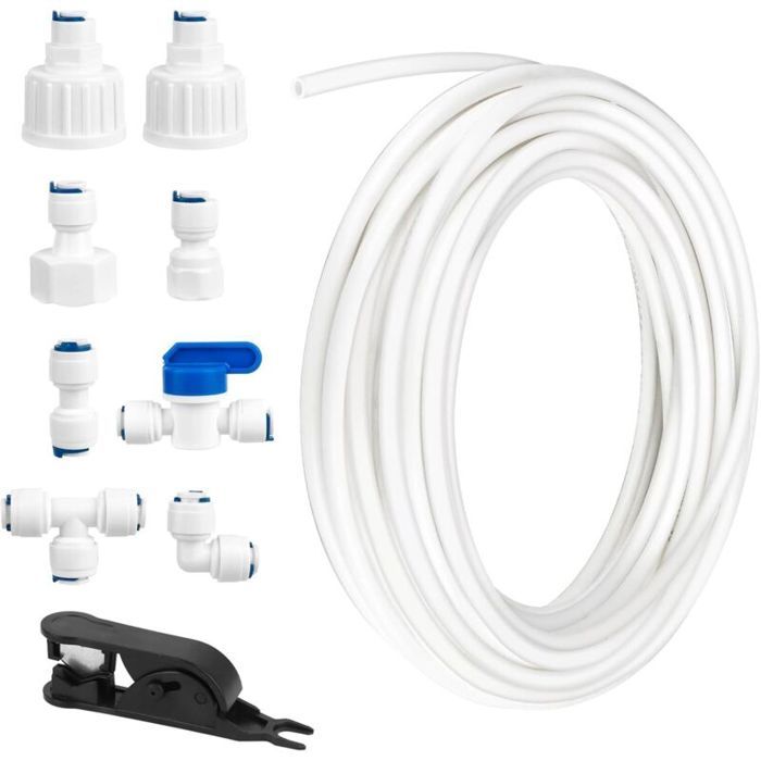 Kit raccordement eau réfrigérateur 15m tuyau alimentation 1/4 POM pour frigo et aquarium