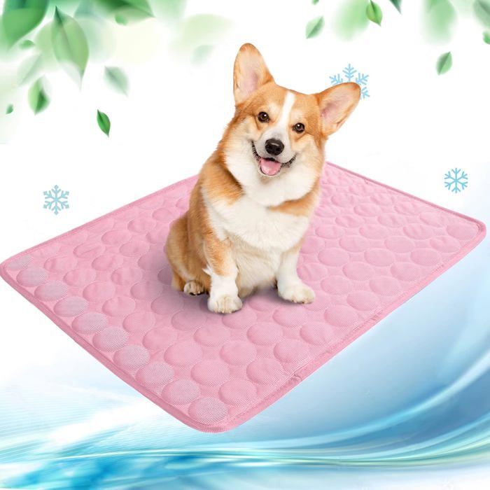 Tapis rafraîchissant pour chien - Tapis rafraîchissant pour chat - Tapis rafraîchissant lavable pour panier cage et voyages - Rose