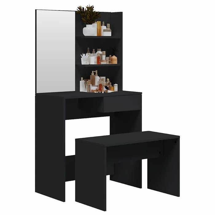 Meuble de maquillage - Ensemble de coiffeuse noir 74 5x40x141 cm - Assemblage requis（7265）