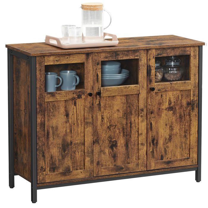 Meuble de Rangement Buffet avec Plac 3 Ptes pour Salle à Manger Salon Cuisine Marron Rustique Marro PETIT MEUBLE DE RANGEMENT