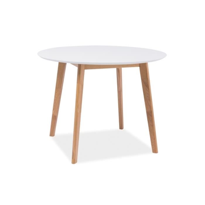 tables & bureaux - table ronde - mosso ii - d 100 x h 75 cm - couleur blanc et chêne