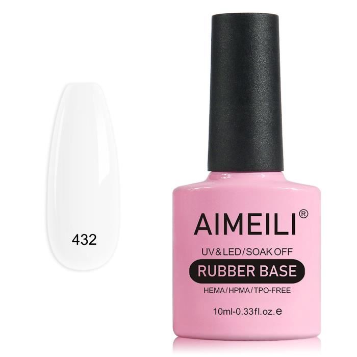 AIMEILI-Vernis Semi Permanent Gel Rubber Base Coat Nude Couleur Gel Polish-UV LED Renforcement et Réparation de Manucure-10ml[432]