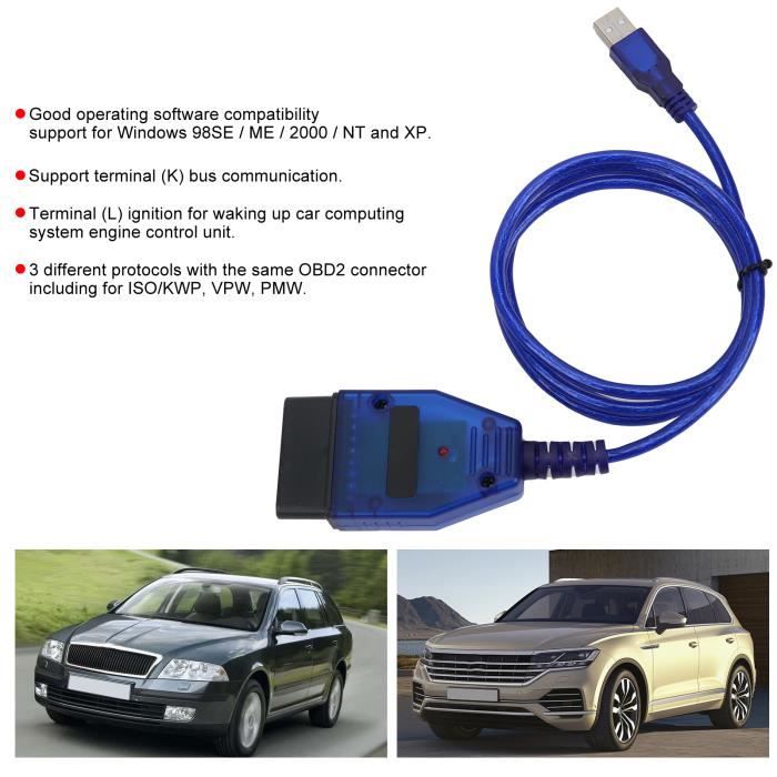 Câble De Diagnostic OBD2 K+CAN Pour BMW Série 1 (E81-E87) Et Autres - Interface USB Pour Lecture/effacement De Codes