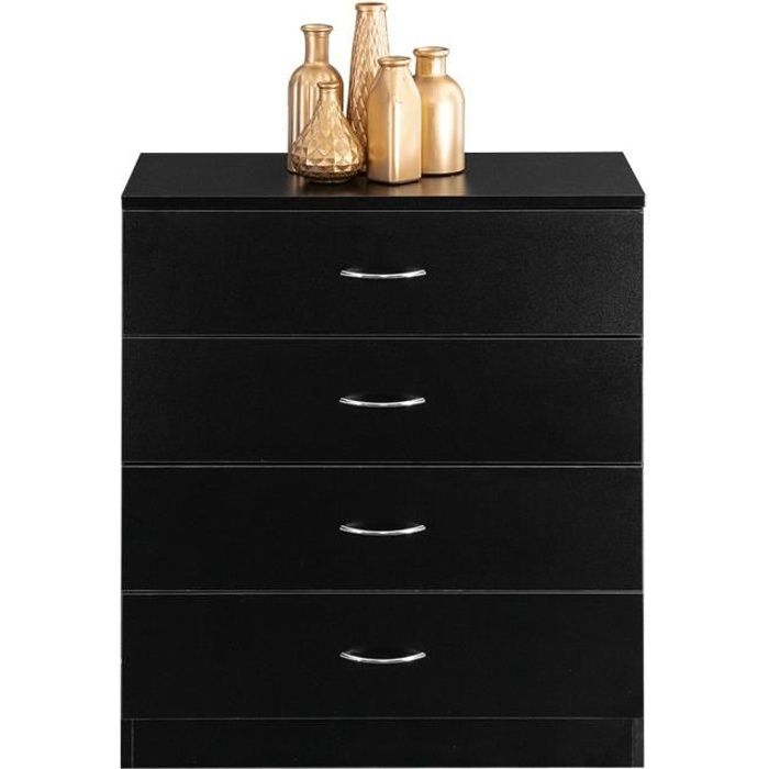 Commode 4 Tiroirs-Commode moderne en Panneau de Particules-66 x 33 x 73cm-Noir Commode 4 Tiroirs-Commode moderne en Panneau de Particules-66 x 33 x 73cm-Noir
