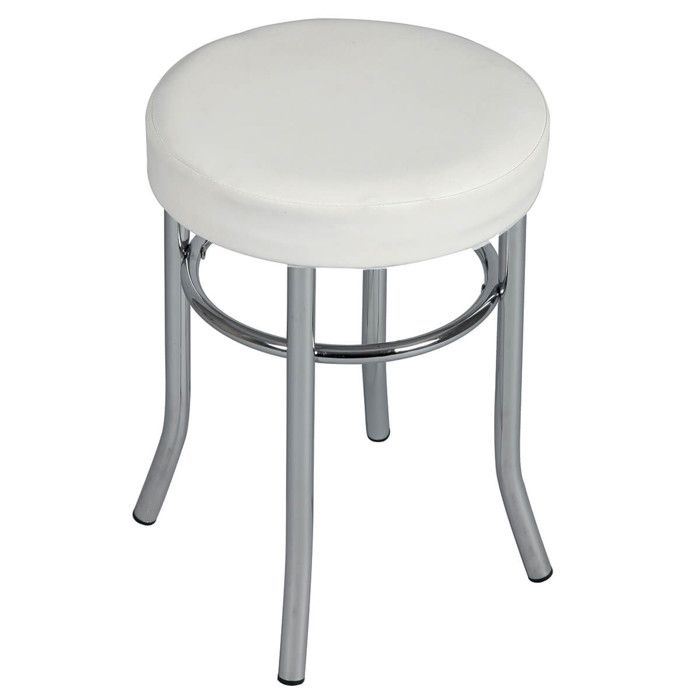 TODARO - Tabouret Acier Chromé et Simili Blanc TODARO - Tabouret Acier Chromé et Simili Blanc