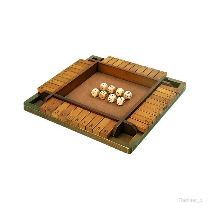 GGesii Shut The Box – Jeu De Dés En Bois 4 Joueurs, Éducatif, Voyage, Fête – 2 à 4 Personnes