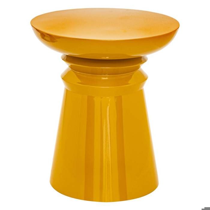 Table dappoint totem Jaya métal jaune moutarde D38cm - Atmosphera Créateur dintérieur