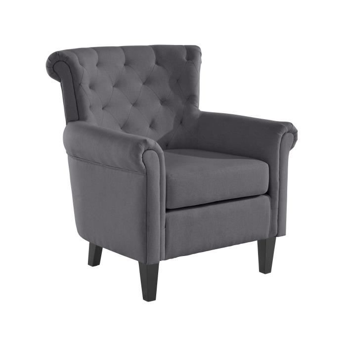 Chaise dappoint rembourrée en tissu gris