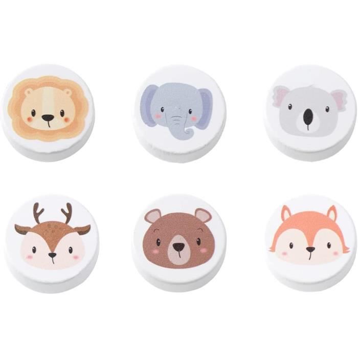 6 Boutons De Tiroir Enfant En Bois - Poignées Animaux Mignons Pour Meubles Enfants