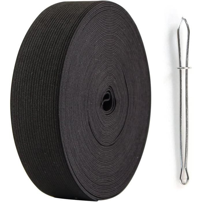 Rouleau élastique Noir 2 Cm X 20 M - Polyester Et Latex - Pour Couture, Ceintures De Vêtements, DIY