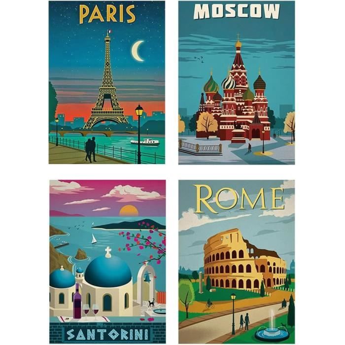DCIDBEI Lot De 4 Peintures Diamant Paysage 40x50cm - Diamond Painting Abstrait Adultes & Enfants
