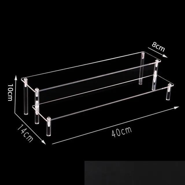 Présentoir Hexagonal Acrylique 4 Niveaux Transparent/Noir - Support Figurines Bijoux Parfum