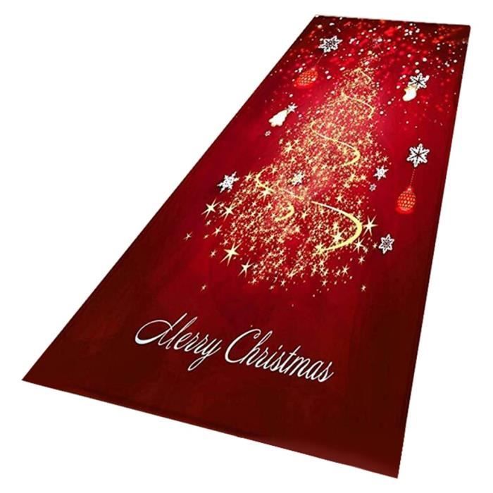 Tapis De Noël Antidérapant 50x80cm - Rouge à Flocons De Neige, Imitation Cachemire, Pour Entrée, Salle De Bain, Cuisine