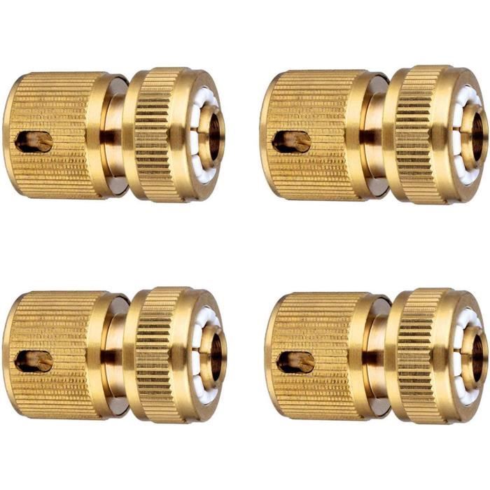 Raccords Rapides En Laiton Pour Tuyau D'Arrosage - Pack De 4 - Compatibles 13 Mm Et 15 Mm
