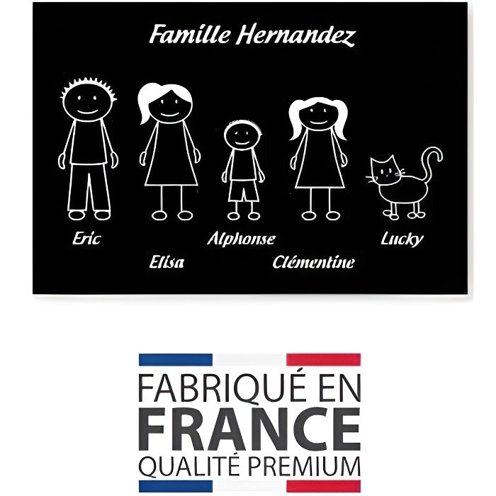 Plaque de maison Family personnalisée avec 5 membres pour boite aux lettres  - Format 12x8 cm Plaque Noire - Lettres Blanches - Cdiscount Bricolage