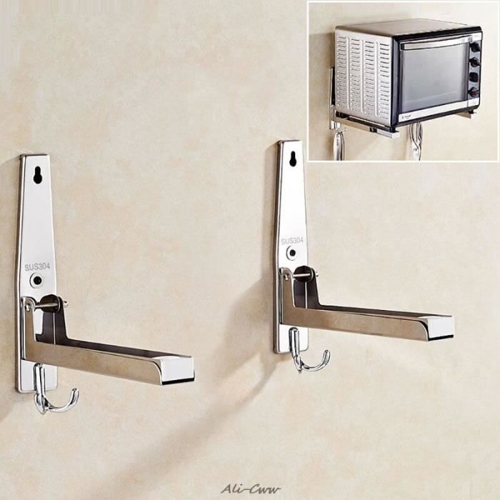 Support de four à micro-ondes en acier inoxydable 2 pièces robuste pliable extensible étagère murale noël [7526053]