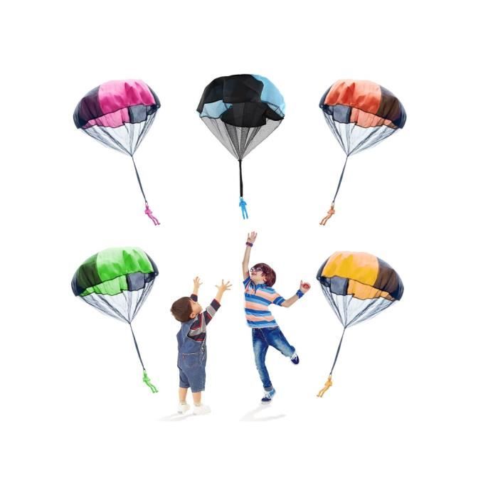 Lot de 5 jouets de parachute lanceur de parachute jeu de jardin pour enfants jeux de plein air