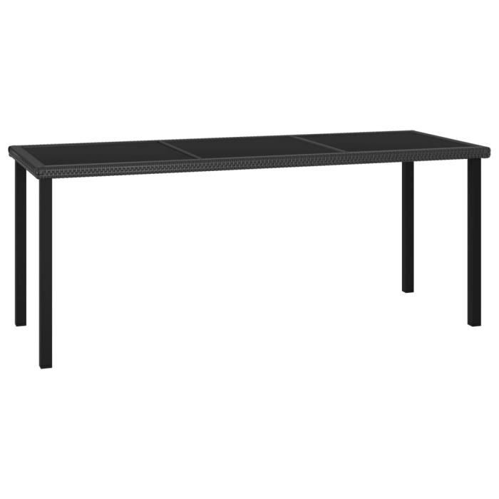 Three Table à dîner de jardin Noir 180x70x73 cm Résine tressée - Noir - 180 x 70 x 73 cm