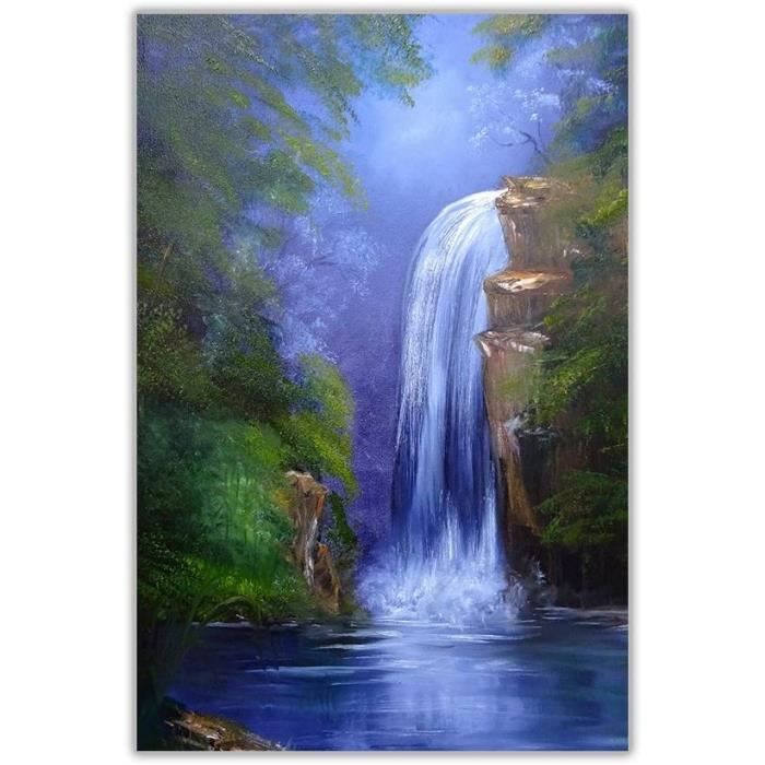 Tableau MuchoWow© - Cascade Dans La Jungle, Impression Sur Toile, Prêt à Accrocher