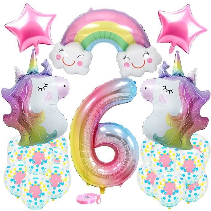 6 Ans Ballon Licorne Decoration Anniversaire Fille3d Ballon 6 Licorne Anniversaire Fille 6 Ans Avec Ballons Etoileslatex Ball 717 Cdiscount Maison