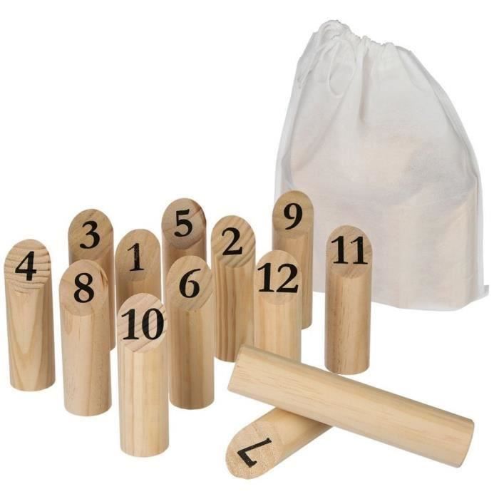 Jeu de quilles - Non spécifié - 12 quilles - Sac de rangement - Bois massif