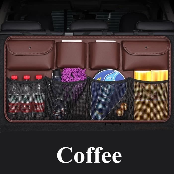 Rangement,2020 nouveau PU cuir voiture siège arrière sac de rangement  arrière multi usage voiture coffre - Type coffee with net - Cdiscount Auto