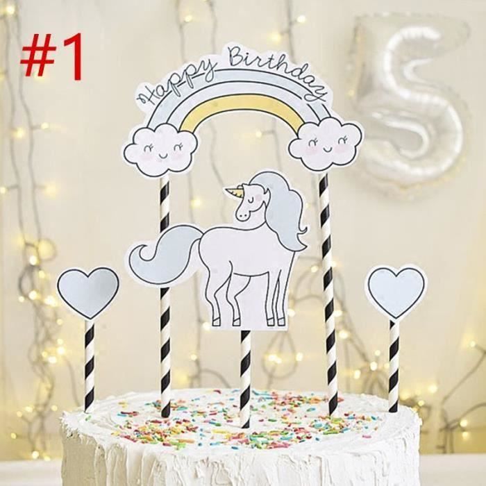 Motif 1 Figurine Decor Gateau Anniversaire Enfant Top Gateau Licorne Arc En Ciel Nuage Coeur Mkk78 Cdiscount Maison