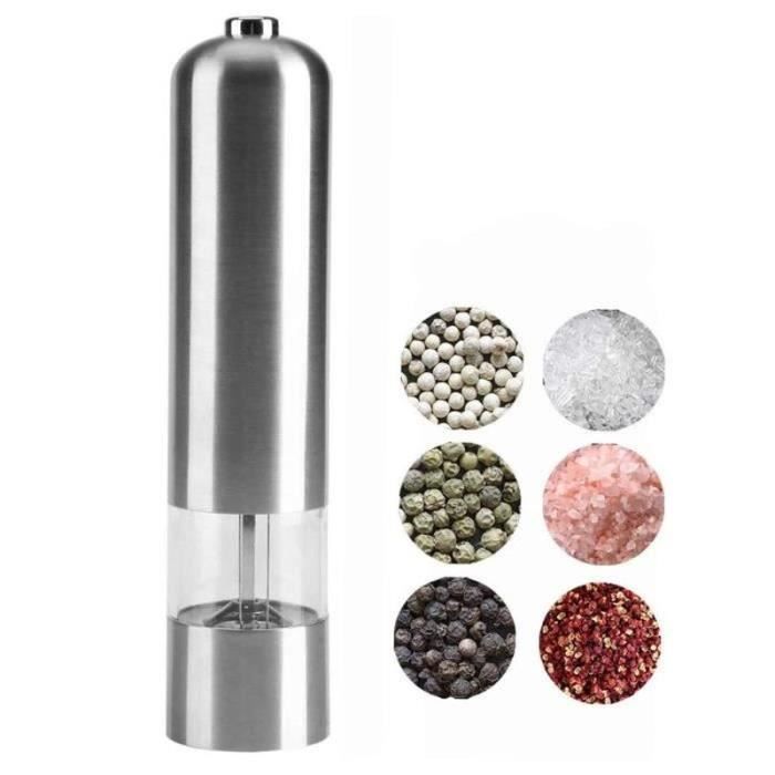 Moulin à Poivre Et Sel électrique à Piles - Réglable, Acier Inoxydable, Couleur Vive - Broyeur à épices Pour Cuisine - Vert Ou Bleu
