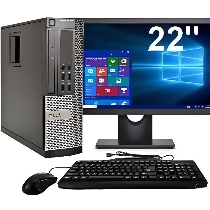 Ordinateur complet Dell 990 Core I5 - HDD 500 Go - Ram 8 Go - écran 22'- Wifi