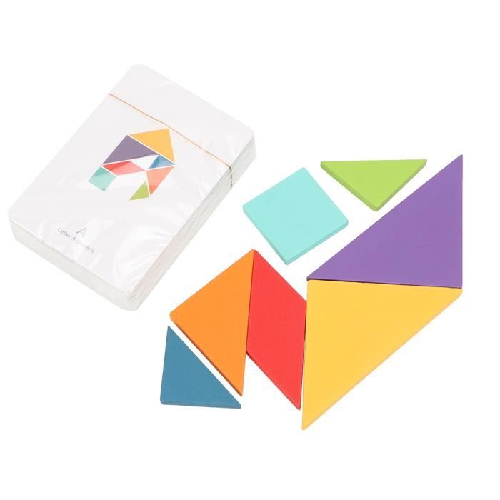 Engelhart Double Tangram Bois Écologique Animaux – Puzzle Formes Montessori 1-2 Joueurs – 60 Défis – Dès 4 Ans – Jeu Éducatif Durable
