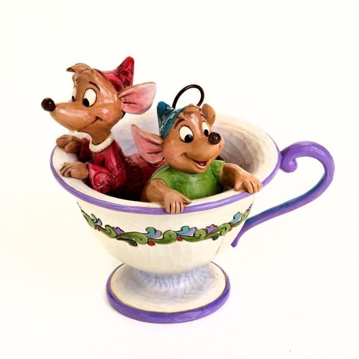 Figurine Collection Jim Shore Disney - Jaq Et Gus De Cendrillon - Finition Nacrée - 14x15x10cm - Idée Cadeau