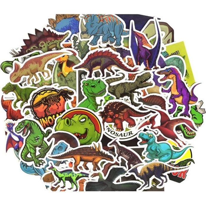 6 Feuilles D'Autocollants Dinosaures Pailletés Pour Enfants - Cadeau Fête Anniversaire, Décoration Carnet, Gourde