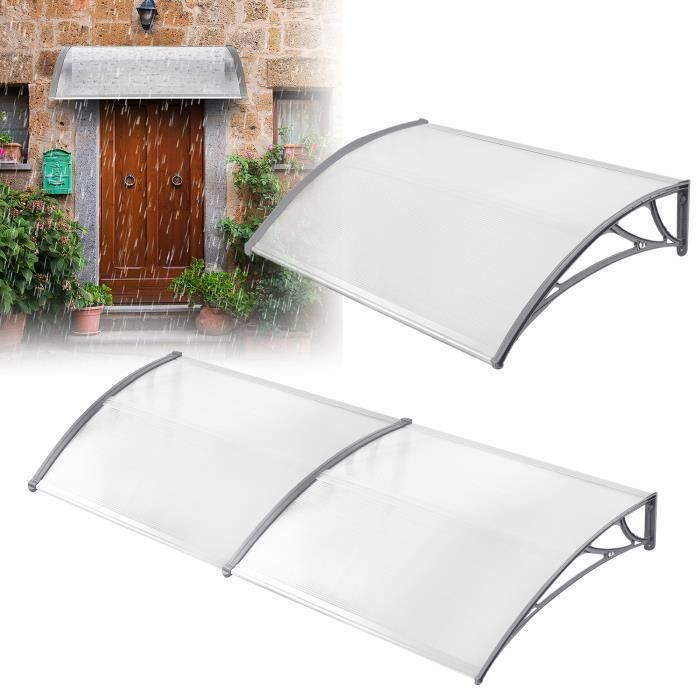 Auvent De Porte Veranda 150x76 Cm – Polycarbonate Et Aluminium, UV & Météo Résistant