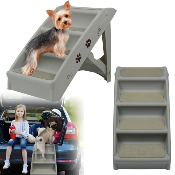 Meilleurs prix pour HENGMEI Escalier pliable en plastique pour animal de compagnie avec marches antidérapantes, aide à l'entrée de lit ou de canapé