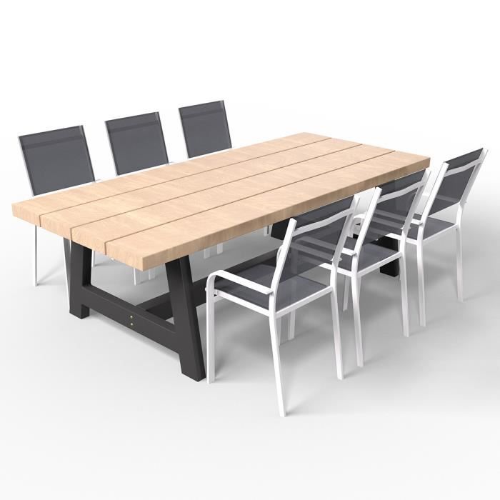 ensemble table de jardin ubud +  6 chaises de jardin palawan blanches