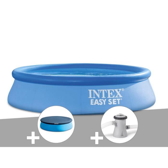 Piscine autoportée - INTEX - Easy Set 2,44 x 0,61 m - Filtre à cartouche - Bleu