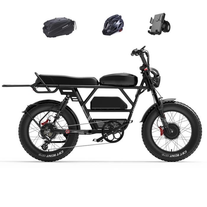 LANKELEISI X-Black-Knight 2 × 1000W double moteurs vélo électrique 45AH batterie électrique 26 \