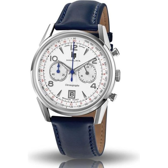 Montre LIP ""HIMALAYA 40 pouces Blanc argent&eacute; - 671593 40 mm 