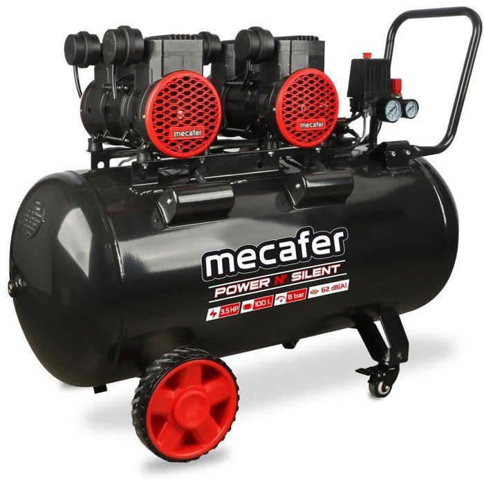Mecafer Compresseur - Horizontal - Power NSilent - 100 L - 3 5 HP - Silencieux