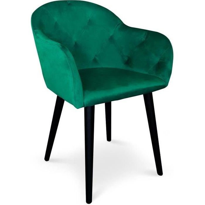 chaise - menzzo - honorine velours vert - contemporain - design - salon - 1 place