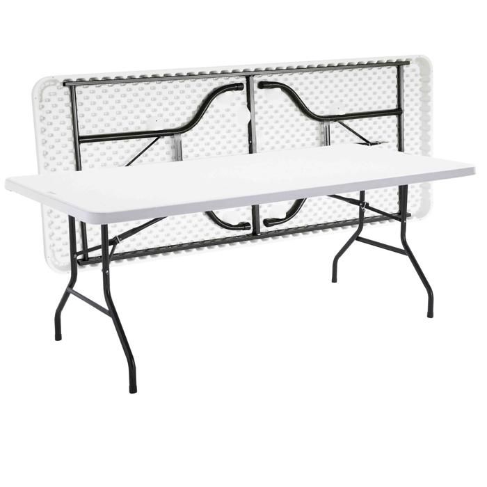 Table de réception pliante 122cm Blanc plateau pliable - 4 places