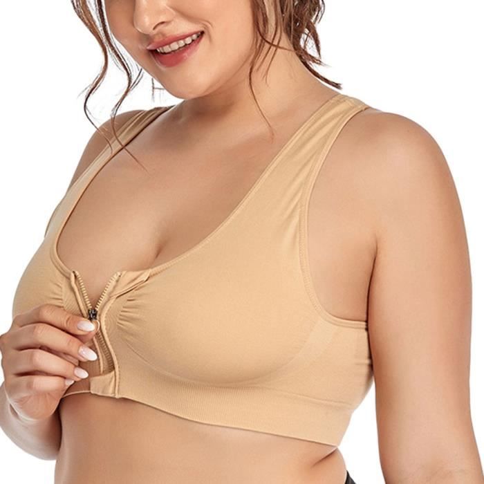 Soutien-gorge de sport à fermeture éclair avant en mousse à séchage rapide et en maille. Soutien élevé pour la course, le jogging, l'entraînement et l'activité physique｜Glowmode