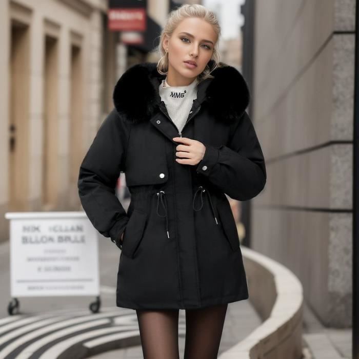 Doudoune mi-longue coupe-vent en pour femme VITATA Noir