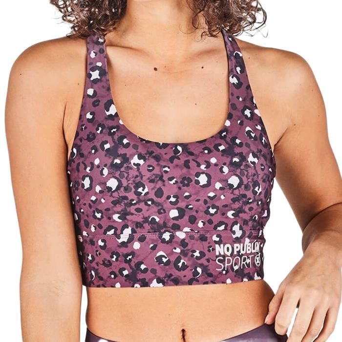 brassière fitness - no publik - california fauve - violet - motifs léopards - soutien moyen