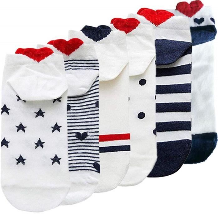 Lot De 10 Paires Chaussettes Femme Coton Fantaisie Multicolore - Rayures Pois Coeur