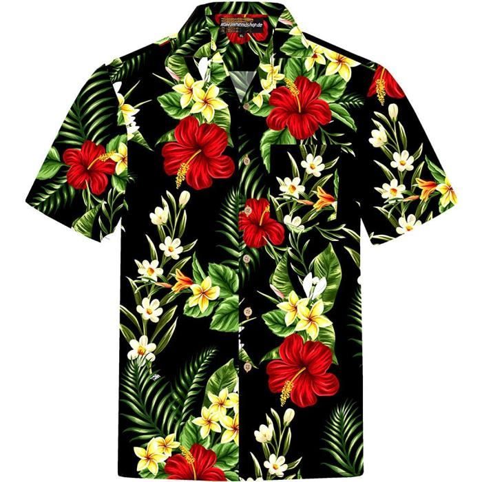 King Kameha Chemise Hawaïenne pour Homme Funky Casual Button Down Very Loud Courtes Unisex Ananas Hibiscus 