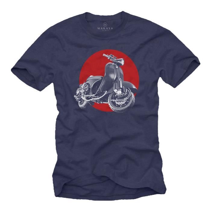 T-shirt Vintage Makaya - Style Rétro Tuning Moto Et Scooter - Coupe Classique Homme - 100% Coton